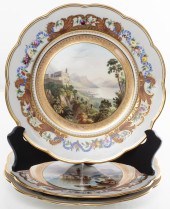 DAVENPORT SCENIC PAINTED CABINET PLATES,
