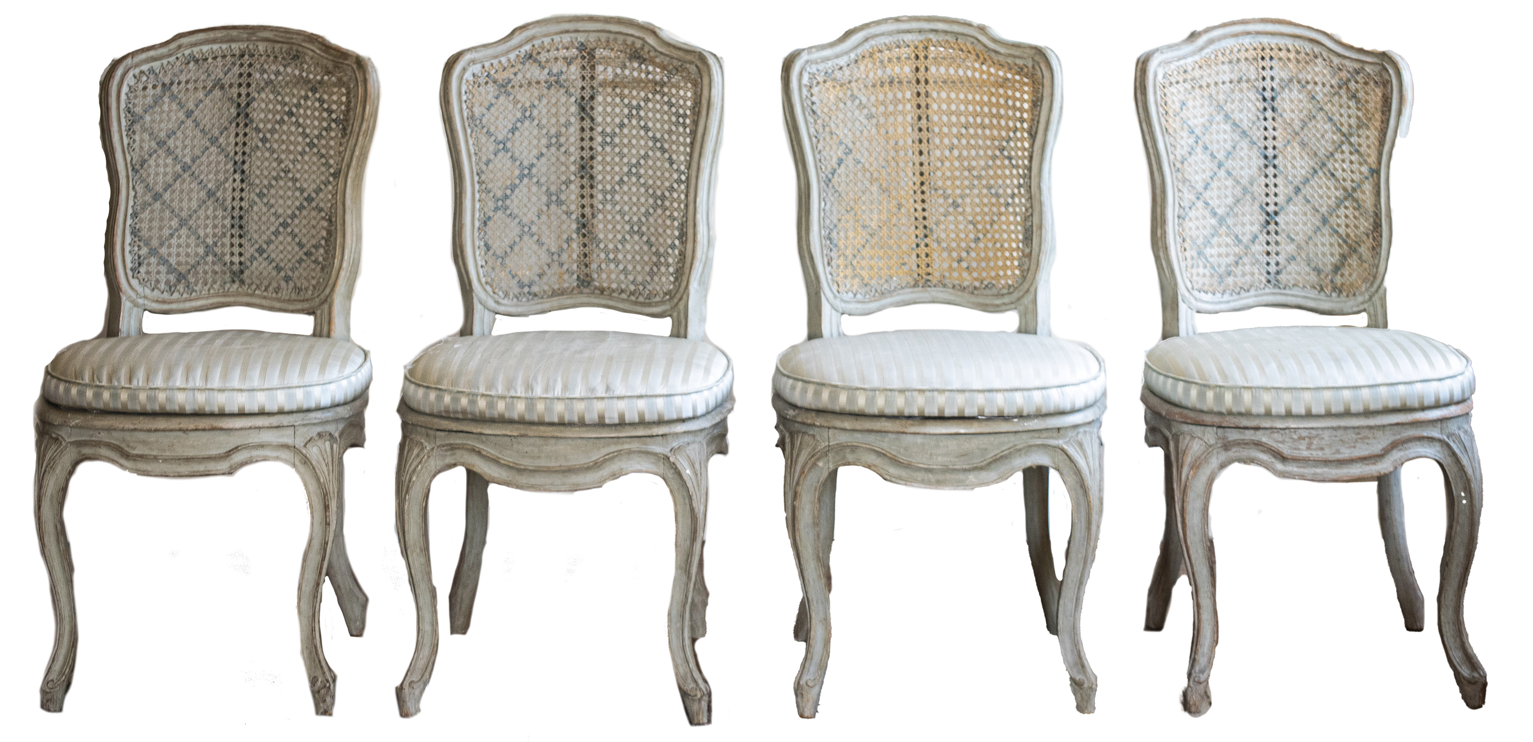 LOUIS XV GREY PAINTED DINING CHAIRS  3c53ac
