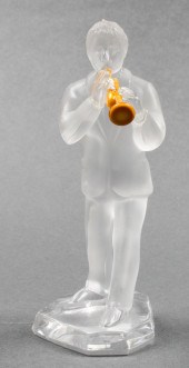 SAINT LOUIS FROSTED GLASS TRUMPET PLAYER