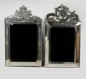 TWO VENETIAN ETCHED GLASS WALL MIRRORSTwo