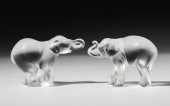 TWO LALIQUE FROSTED GLASS ELEPHANT FIGURESTwo