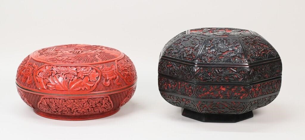 2 CHINESE CINNABAR LACQUER BOXES2 3c86aa