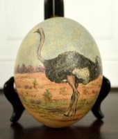 A very well-painted ostrich egg with
