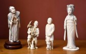 Four antique figures, including: warrior