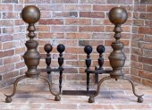 A pair of late 19th C. ball top brass