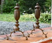 A pair of early 19th C. brass and iron