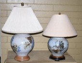 Two vintage studio pottery lamps, both