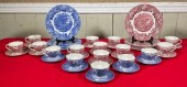 A set of historical red and blue dishes