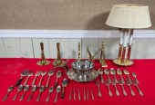 Brass and silver plated items, including: