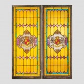 PAIR OF EXCEPTIONAL STAINED GLASS PANELSA