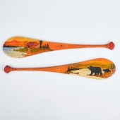 SMALL HAND CARVED & PAINTED PADDLESTwo
