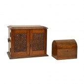 A Victorian oak smokers cabinet, with