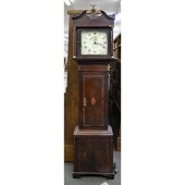 An early 19th c inlaid oak thirty hour
