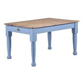 A Victorian pine kitchen table, on blue