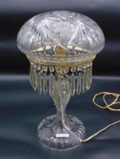 CUT GLASS TABLE LAMP. LATE 19TH CENTURY.Mushroom-style