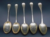 (5) AMERICAN COIN SILVER TABLESPOONS.18th-century.