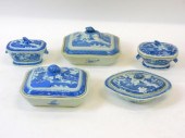(5) CANTON CHINESE EXPORT COVERED DISHES.19th-century.