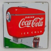 VINTAGE TWO-SIDED ENAMEL COCA COLA SIGN,