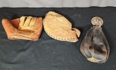 2 Vintage Baseball Mitts and a Speed