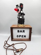 A vintage bar open hobo lamp with red