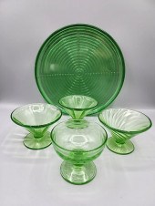 Vintage green plate or platter, 10 1/2