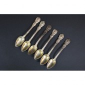 Set of six French silver teaspoons with