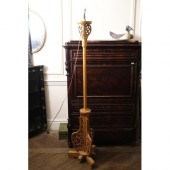 Oriental carved wood standard lamp,