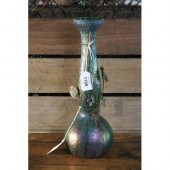 Loetz vase with applied pewter decoration,