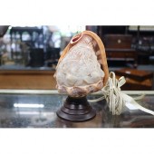 Vintage carved conch shell lamp, island