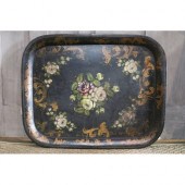 Large antique toleware hand painted
