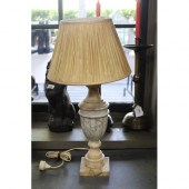 Turned alabaster lamp, approx 58cm H
