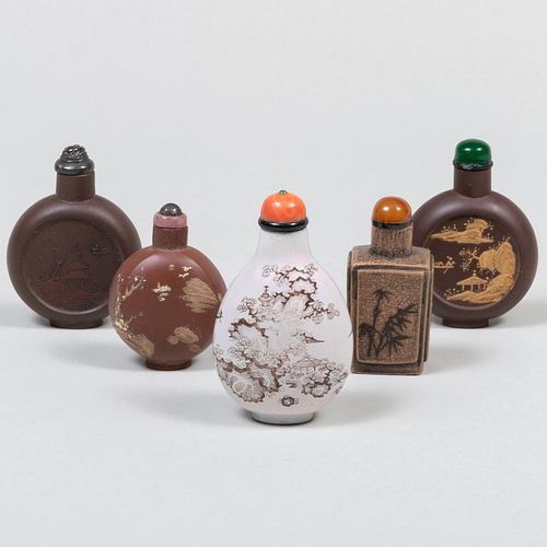 GROUP OF FOUR CHINESE YIXING SNUFF