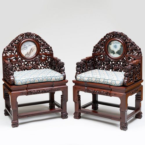 PAIR OF CHINESE CARVED HUANGHUALI
