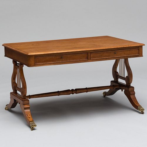 GEORGE IV CARVED OAK LIBRARY TABLE28 3c6dab