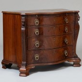GEORGE III CARVED MAHOGANY SERPENTINE-FRONT