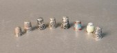GROUP OF EIGHT STERLING SILVER THIMBLES,