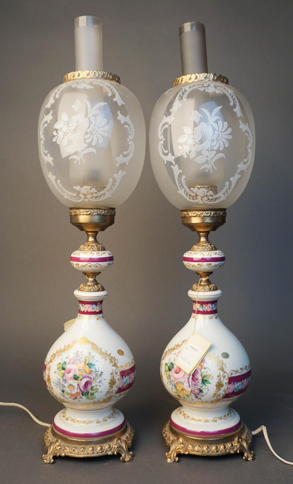 PAIR CONTINENTAL GILT AND FLORAL