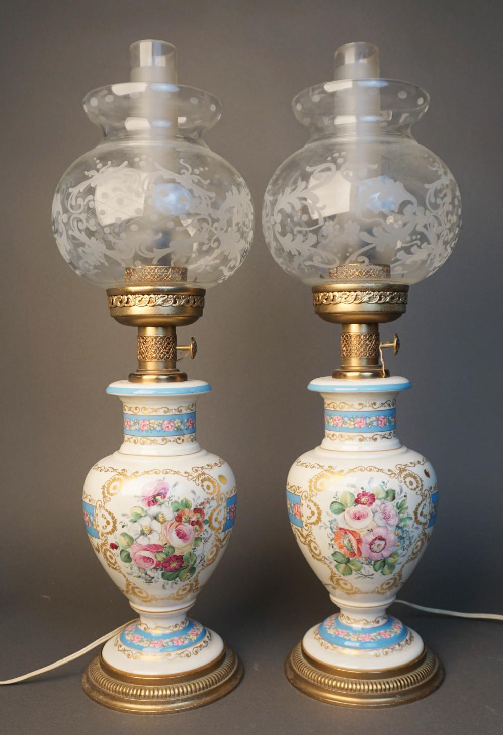 PAIR CONTINENTAL FLORAL AND GILT