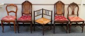 SET OF FOUR ASSORTED SIDE CHAIRS, AND
