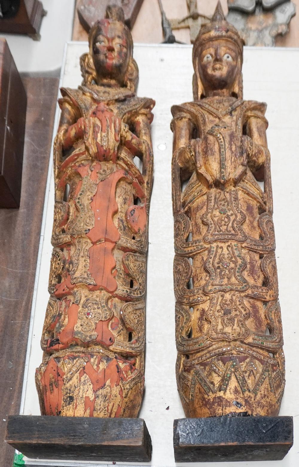 PAIR OF SIAMESE GILT AND JEWELED