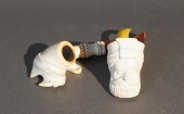 TWO CARVED MEERSCHAUM PIPESTwo Carved