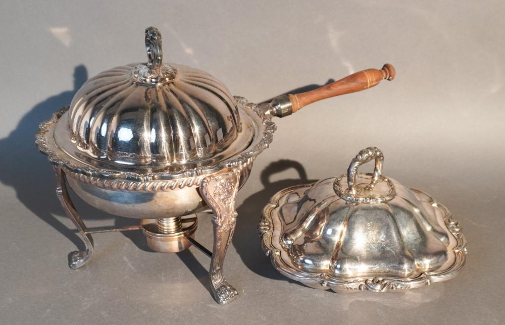 SILVER PLATED CHAFING DISH ON BURNER