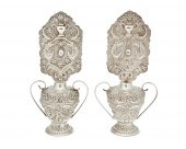 A PAIR OF SILVER CANDLE SCREENSA pair