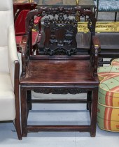 CHINESE CARVED HONGMU ARMCHAIR 19th