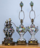 TWO PAIRS OF PORCELAIN TABLE LAMPS Including