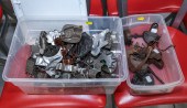 TWO TOTES OF COOKIE CUTTERS & ANTIQUE