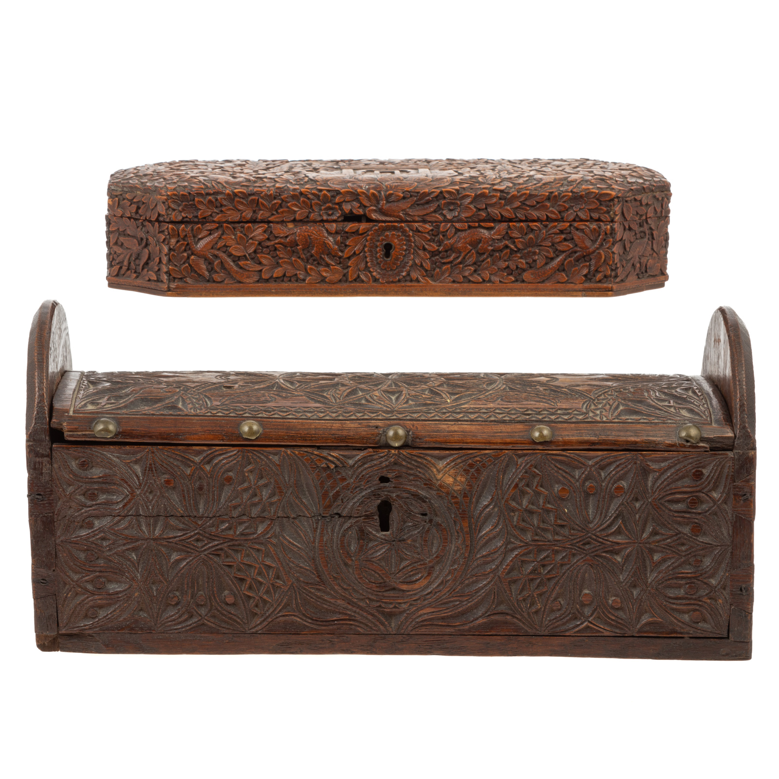 DUTCH CARVED OAK BOX ANGLO INDIAN 3c780b