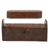 DUTCH CARVED OAK BOX & ANGLO-INDIAN