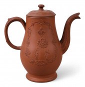 STAFFORDSHIRE REDWARE CHINOISERIE COFFEE-POT