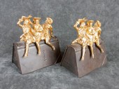 A PAIR OF FIGURAL BRONZE AND GILT-BRONZE